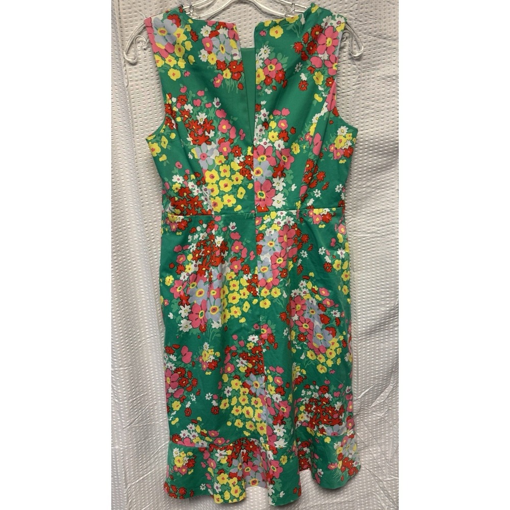 Talbots Women's SZ 2P Floral Sleeveless Fit and Flare Midi Dress‎ Green Pink - Picture 8 of 14